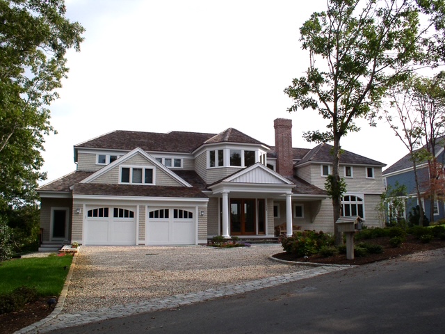 Classic New England shingle home with gravel drive built by Chilton Development